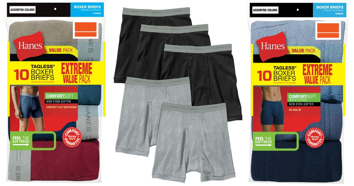 Hanes Mens 10-Pack Assorted Boxer Brief 